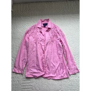 willow ridge pink floral collared shirt